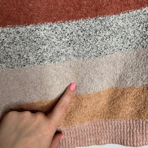 Free People‎ Women's Candyland Pullover Striped Wide Neck Sweater Size L - Picture 4 of 7